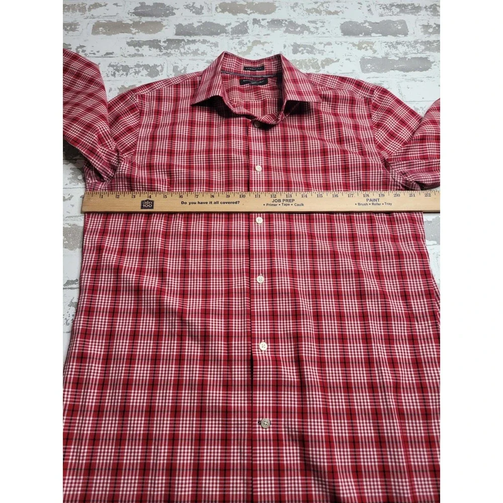 Banana Republic‎ Camden Fit Shirt Men's M Red Plaid Cotton Button Down Non Iron